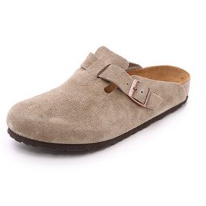 Birkenstock Boston Taupe Suede Leather 37 Soft Footbed